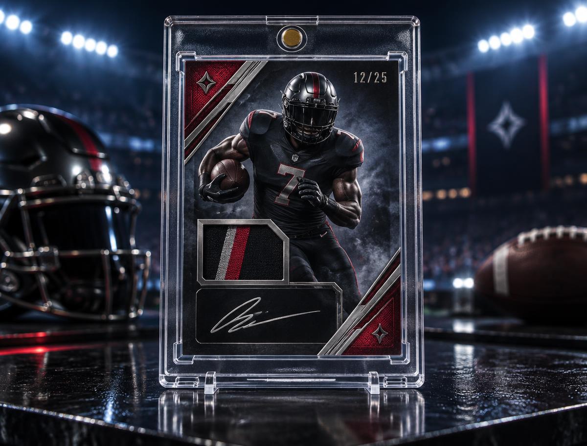 Custom football trading card numbered 12/25 in a clear protective slab